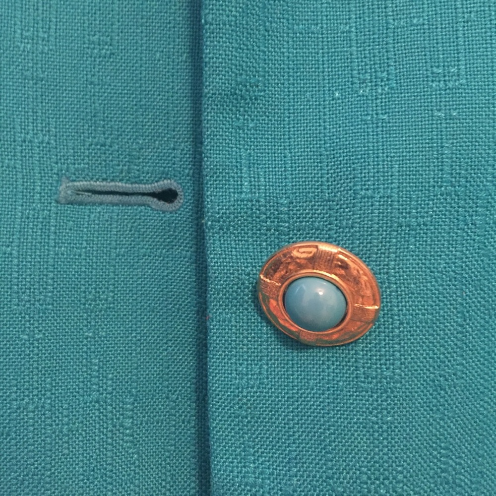 Aqua colored blazer and skirt set